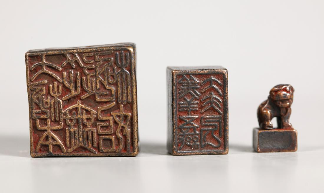 Chinese Ming Dynasty Bronze Set 3 Nesting Seals (1 of 7)