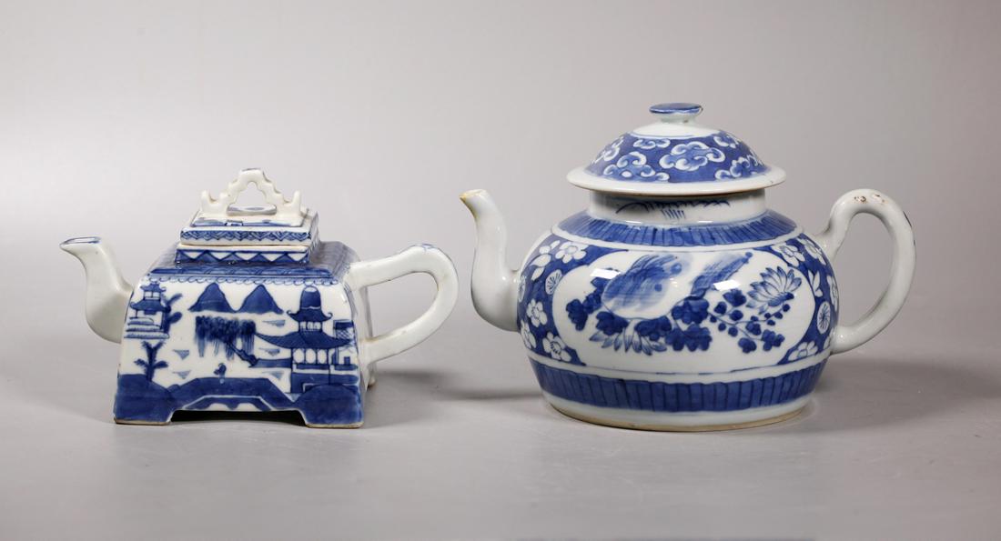 2 Chinese Qing Blue & White Porcelain Teapots (1 of 9)