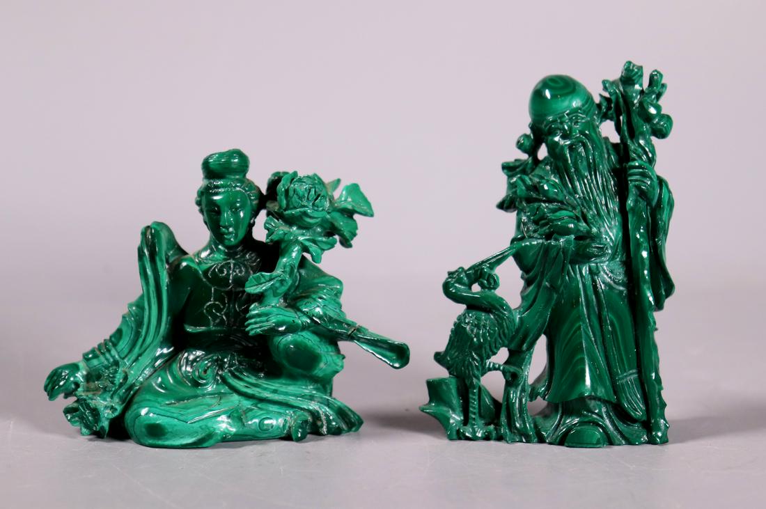 2 Chinese Malachite; Shouxing & Beautiful Woman (1 of 7)