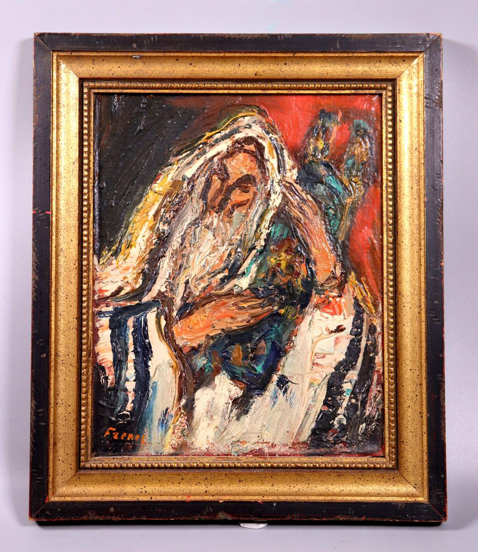 Yitzhak Frenkel Frenel Oil Rabbi & Torah Signed (1 of 4)