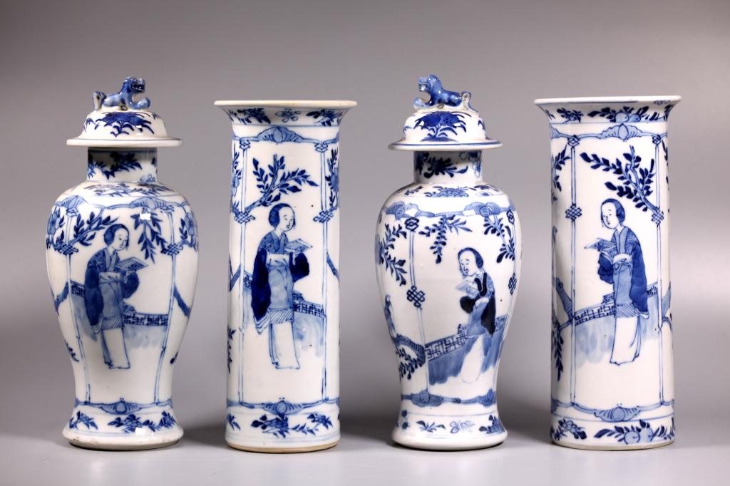 Good 19th C Garniture of Chinese Blue Porcelain (1 of 12)