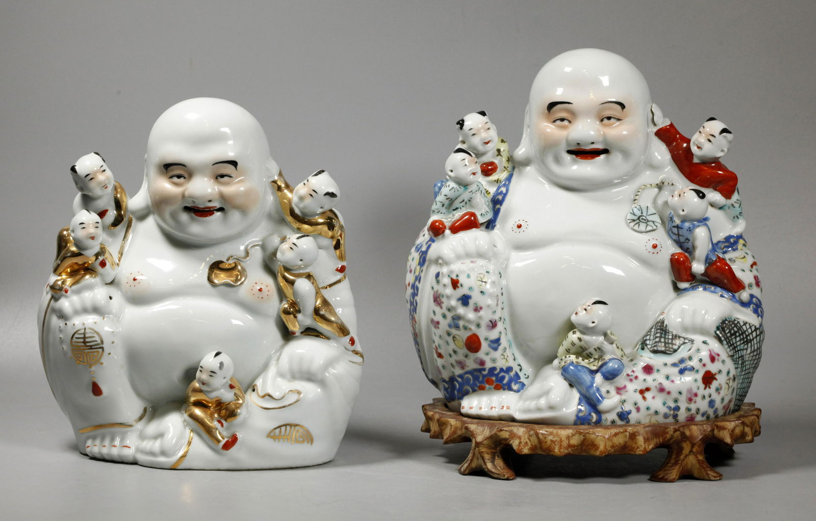 2 Chinese Enameled Porcelain Bodhi Buddhas (1 of 13)