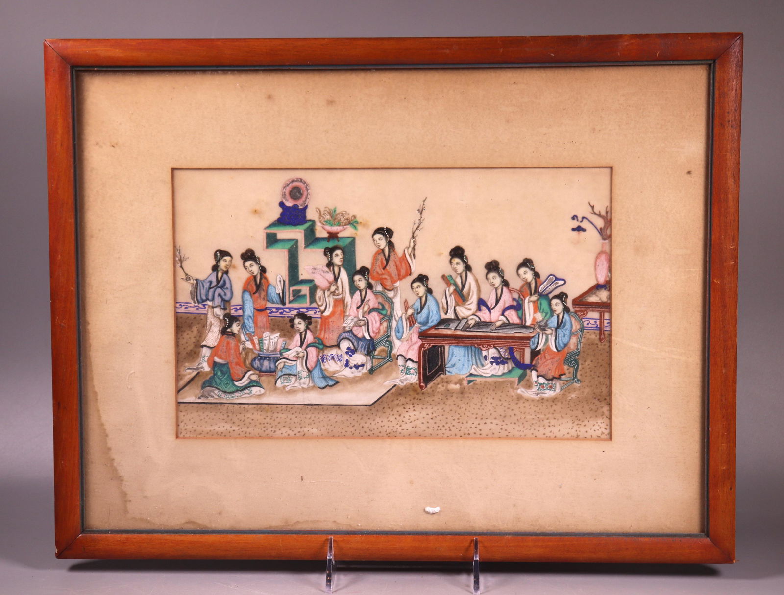 Chinese 19 C Pith Painting of 12 Beautiful Women (1 of 4)