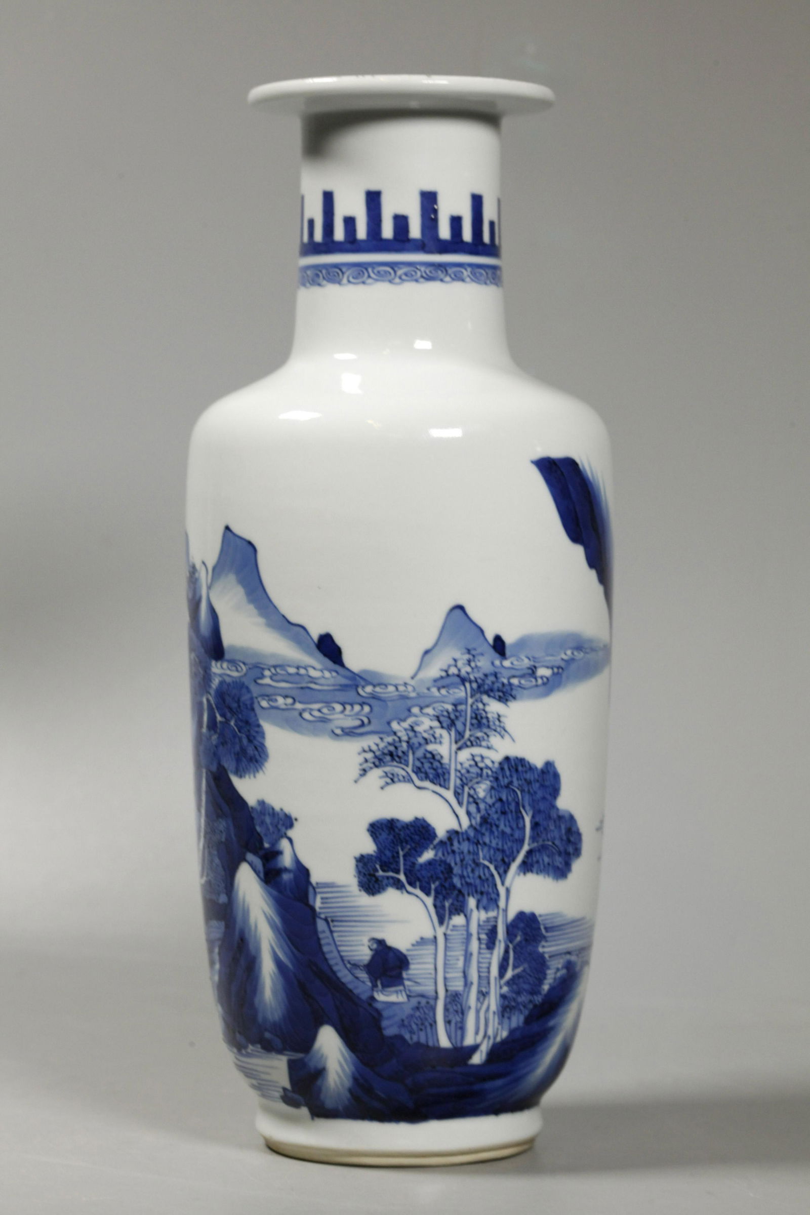 Chinese Blue & White Porcelain Landscape Vase (1 of 7)