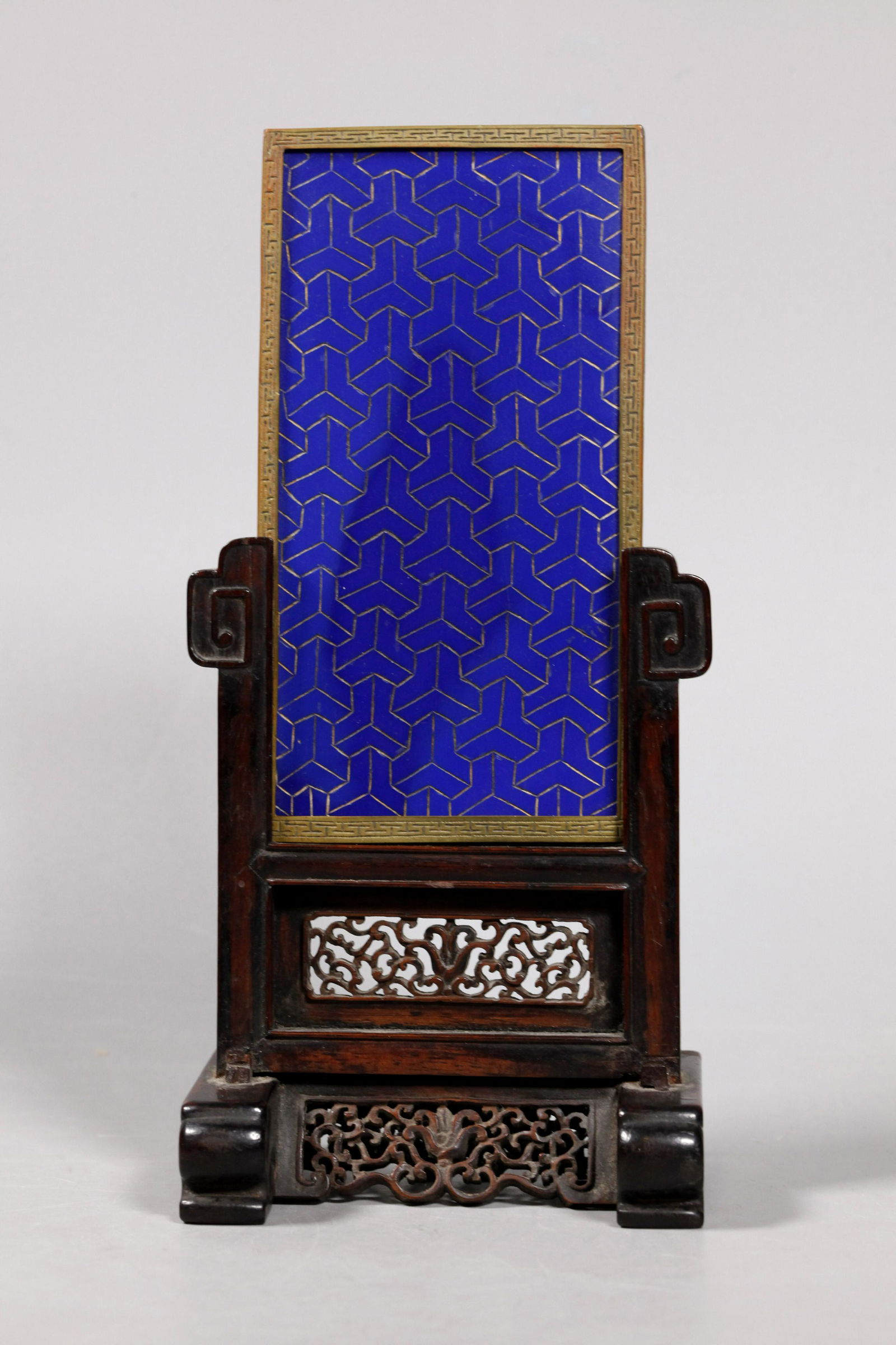 Chinese Qing Dynasty Cobalt Glass Table Screen (1 of 8)