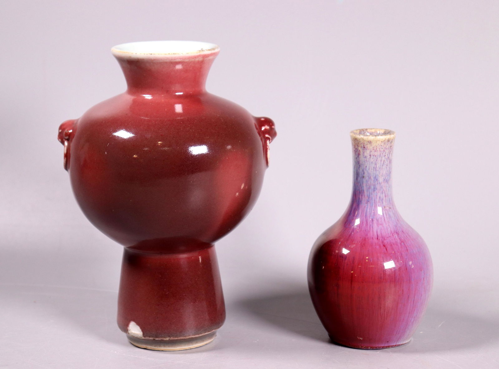 2 Chinese Porcelain Underglaze Red & Flambe Vases (1 of 7)