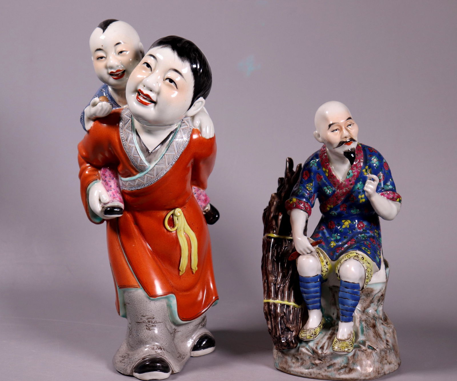 Chinese Republic Porcelain Figures 2 Boys & Male (1 of 10)