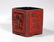 Chinese Hard Wood Barrel Stool; 2 Red Compo Items - 6