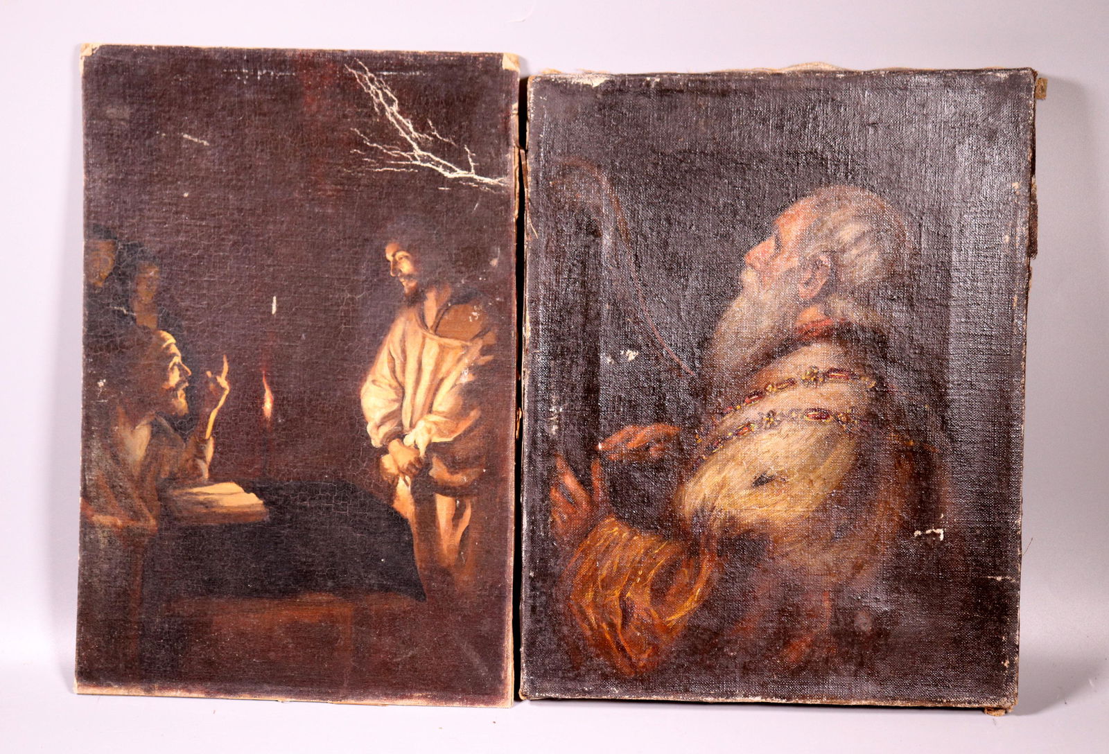 Honthorst Christ Priest; Rubens King David 2 Oils (1 of 5)