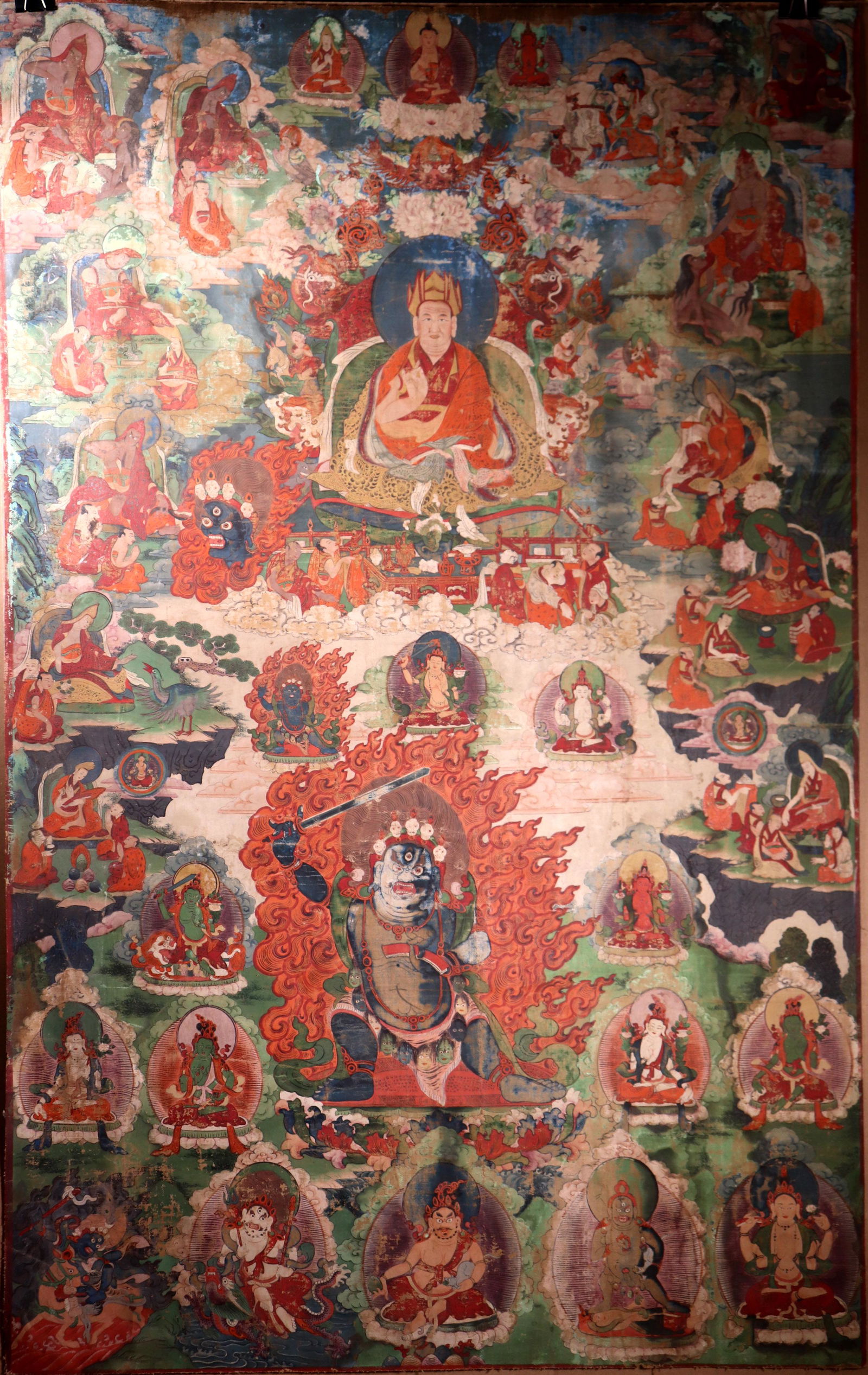 Tibetan Thangka 18 C Mahakala & Teacher Inscribed (1 of 14)