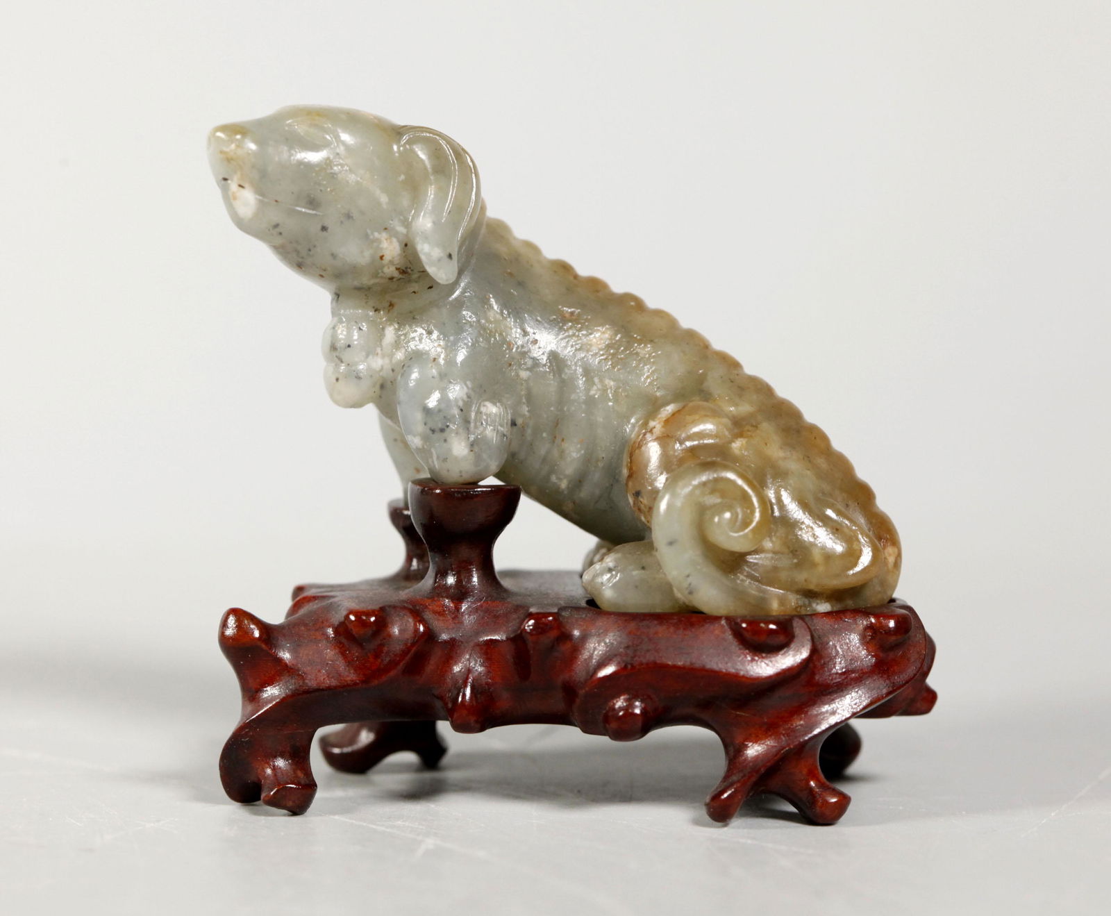 Chinese Qing or Earlier Green & Russet Jade Dog (1 of 9)