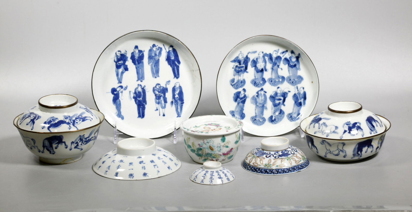 10 Chinese Qing Dynasty Porcelains; 6 Blue & White (1 of 11)