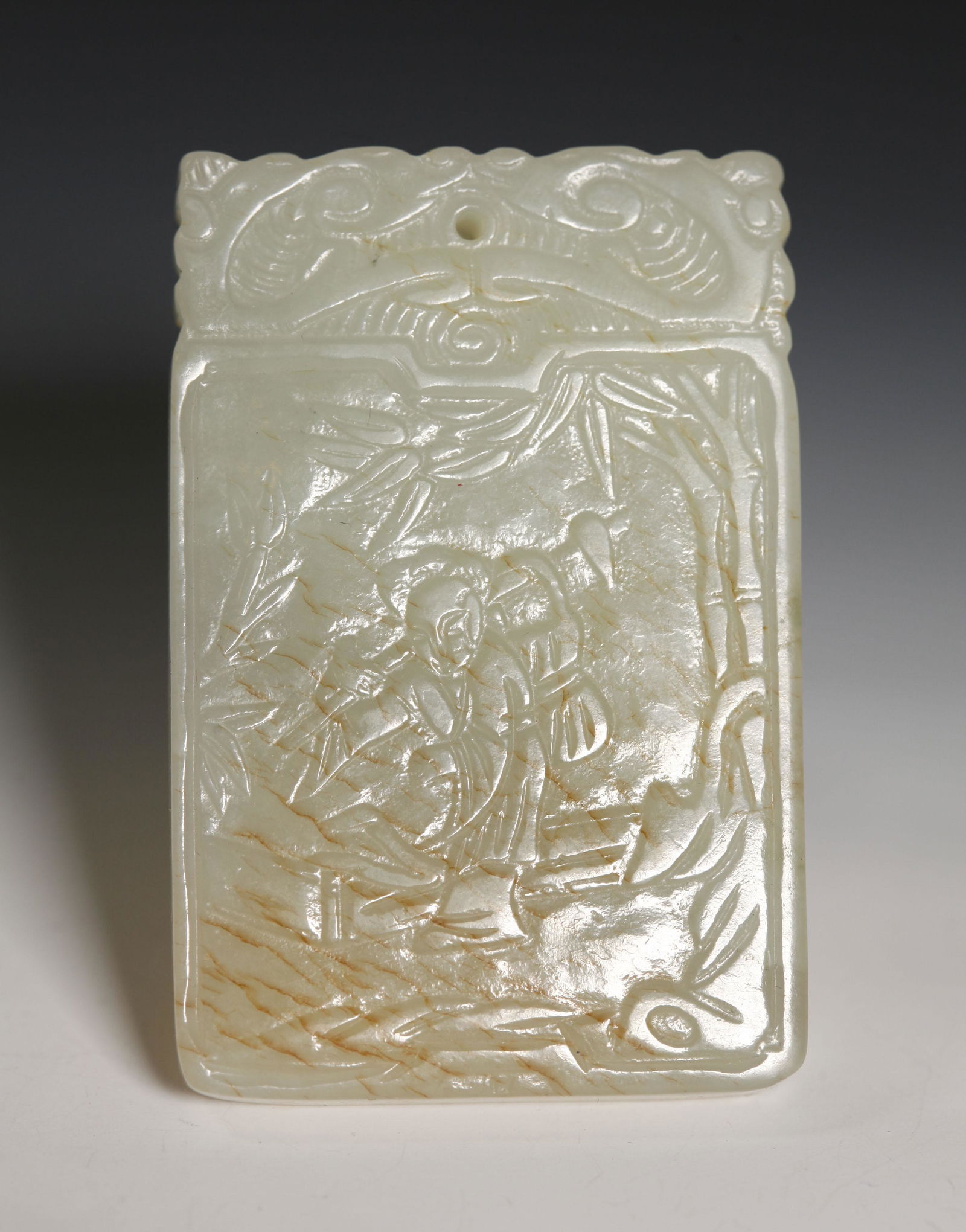 Chinese Pale Celadon Jade Magu Calligraphy Plaque (1 of 6)