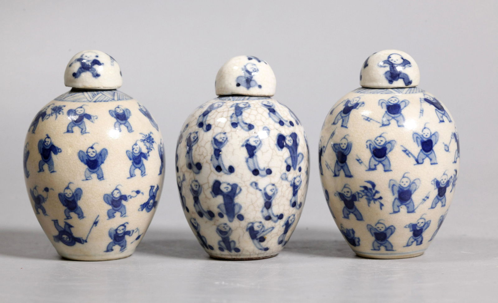 3 Chinese 19 C Miniature Soft Paste Porcelain Jars (1 of 7)