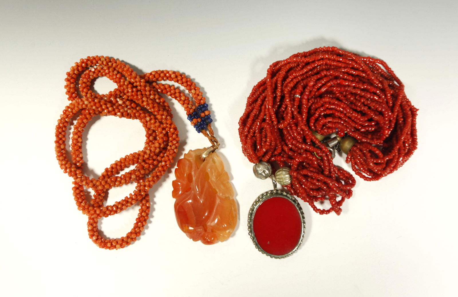 2 Old Coral Bead Necklaces; Carnelian Pendant (1 of 9)