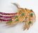 Modernist Bird of Paradise Gem & Diamond 18K Pin - 6