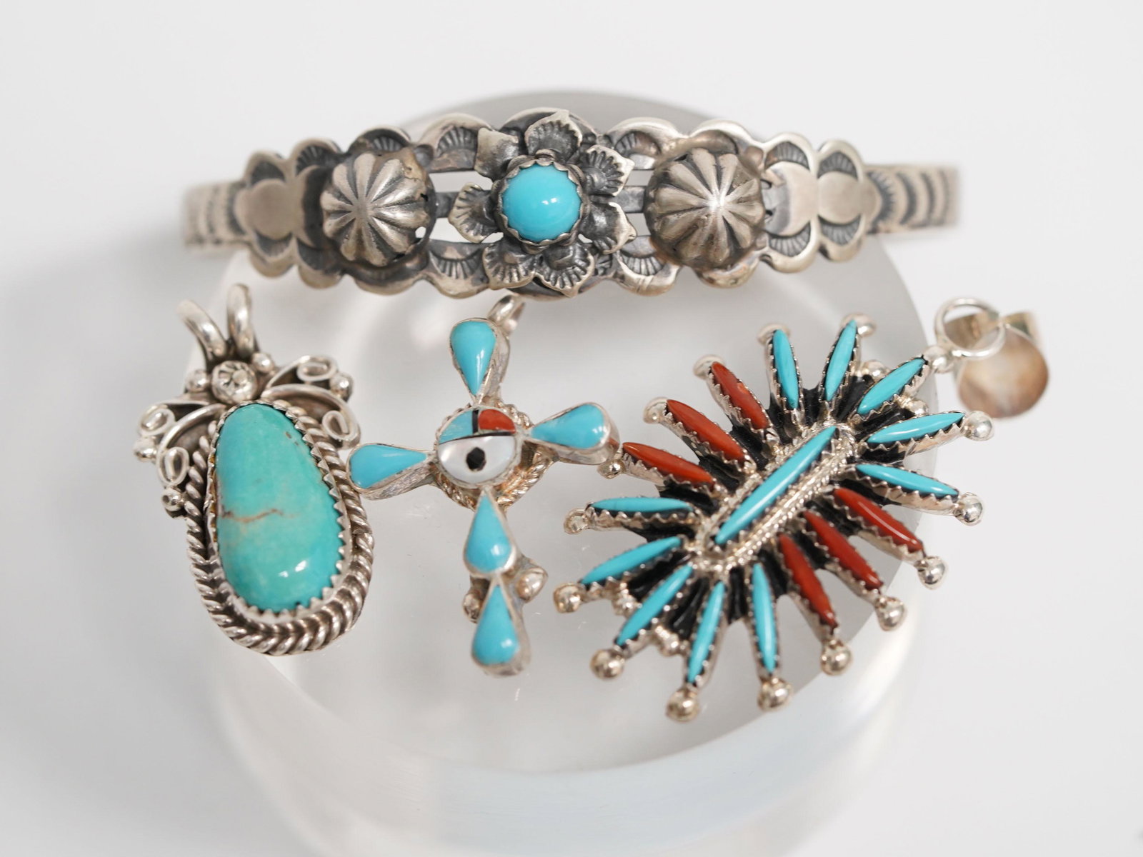 3 Navajo Zuni Pendants & Bracelet; 26.5G (1 of 5)