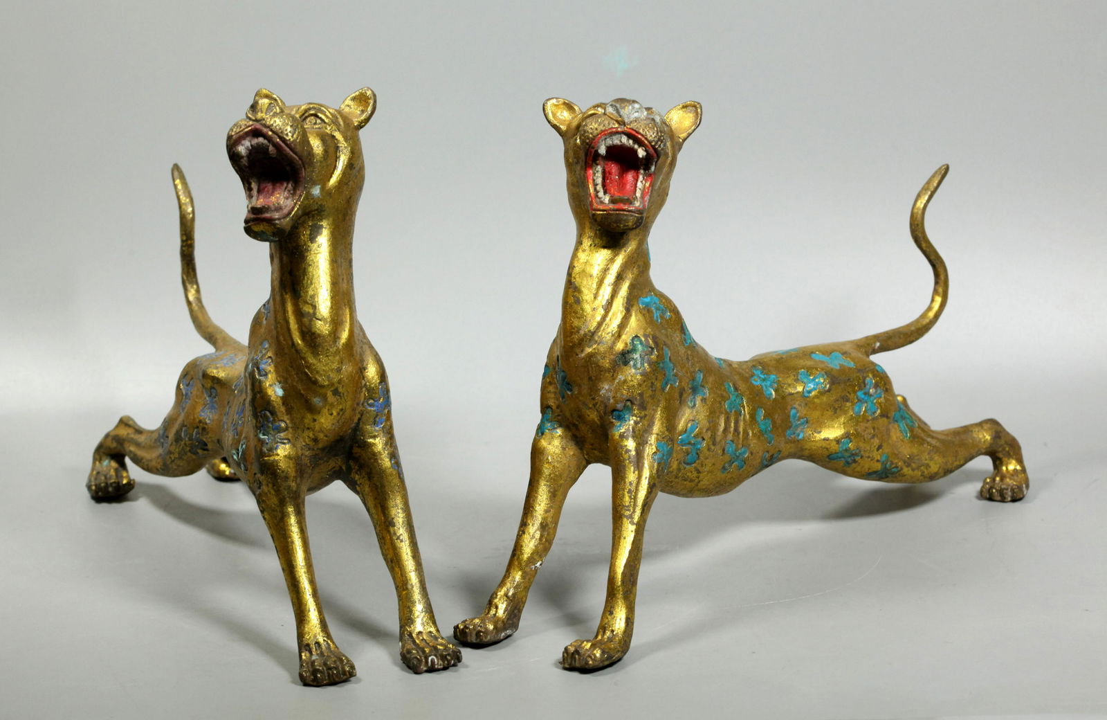 Pr Chinese Archaistic Gold on Bronze Panthers (1 of 7)