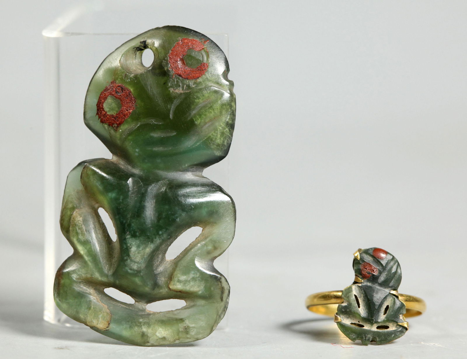 2 New Zealand Maori Green "Jades" Pendant 14K Ring (1 of 8)