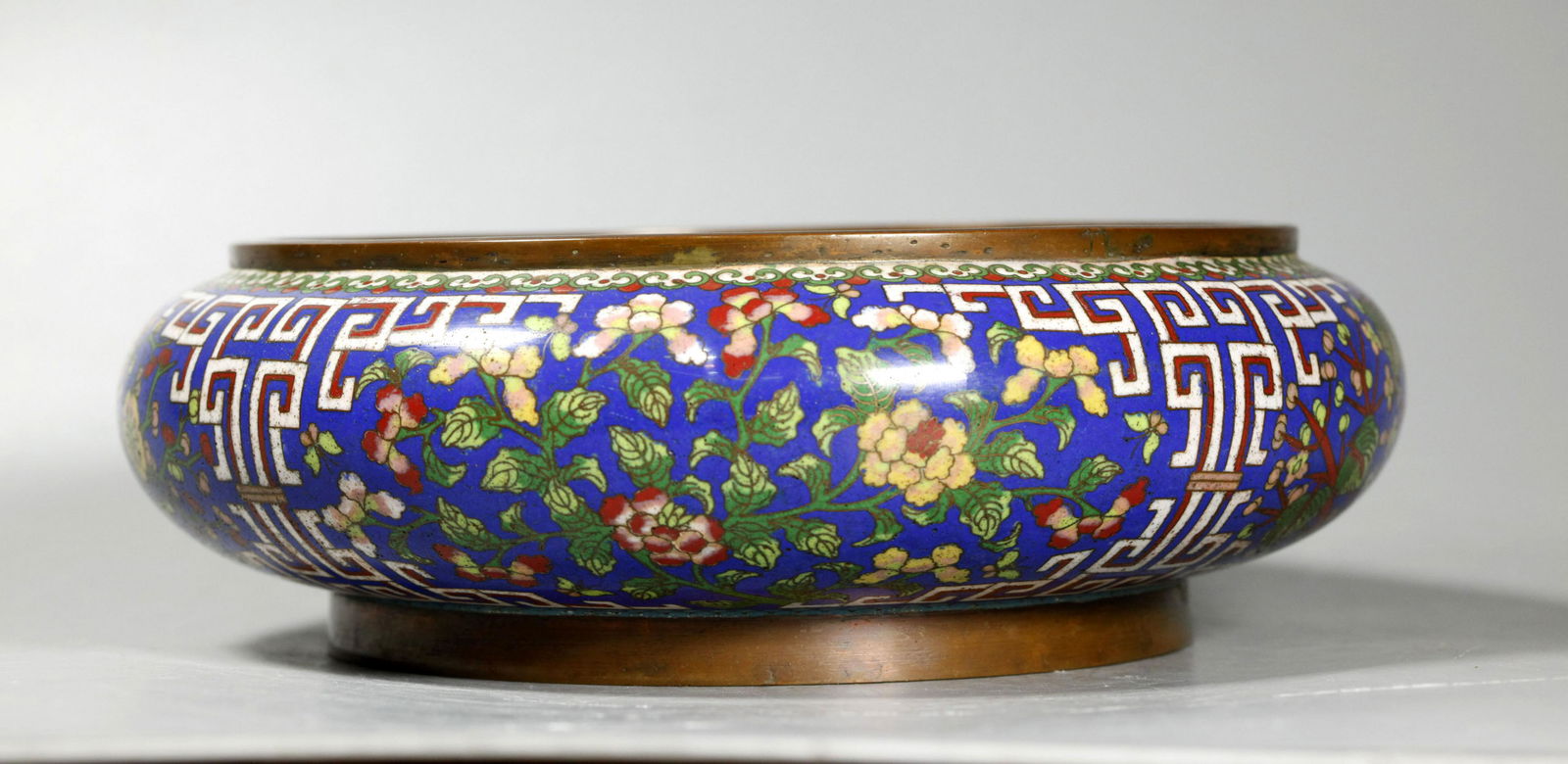 Chinese Qing Cloisonne & Bronze Shallow Bowl (1 of 8)
