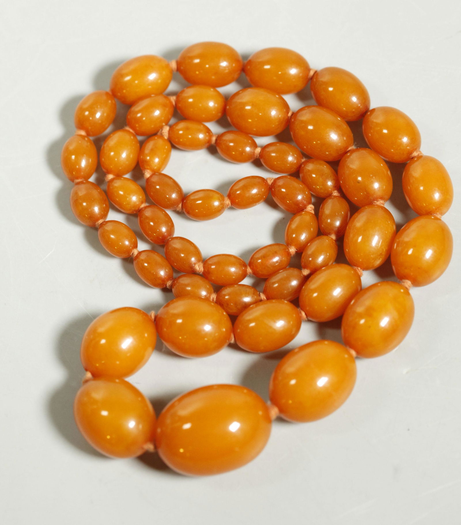 Old, Large Butterscotch Amber Bead Necklace; 86.2G (1 of 6)