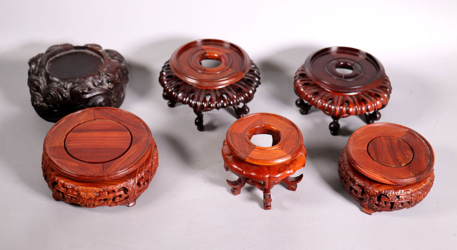 6 Chinese Hardwood Round Stands (1 of 4)