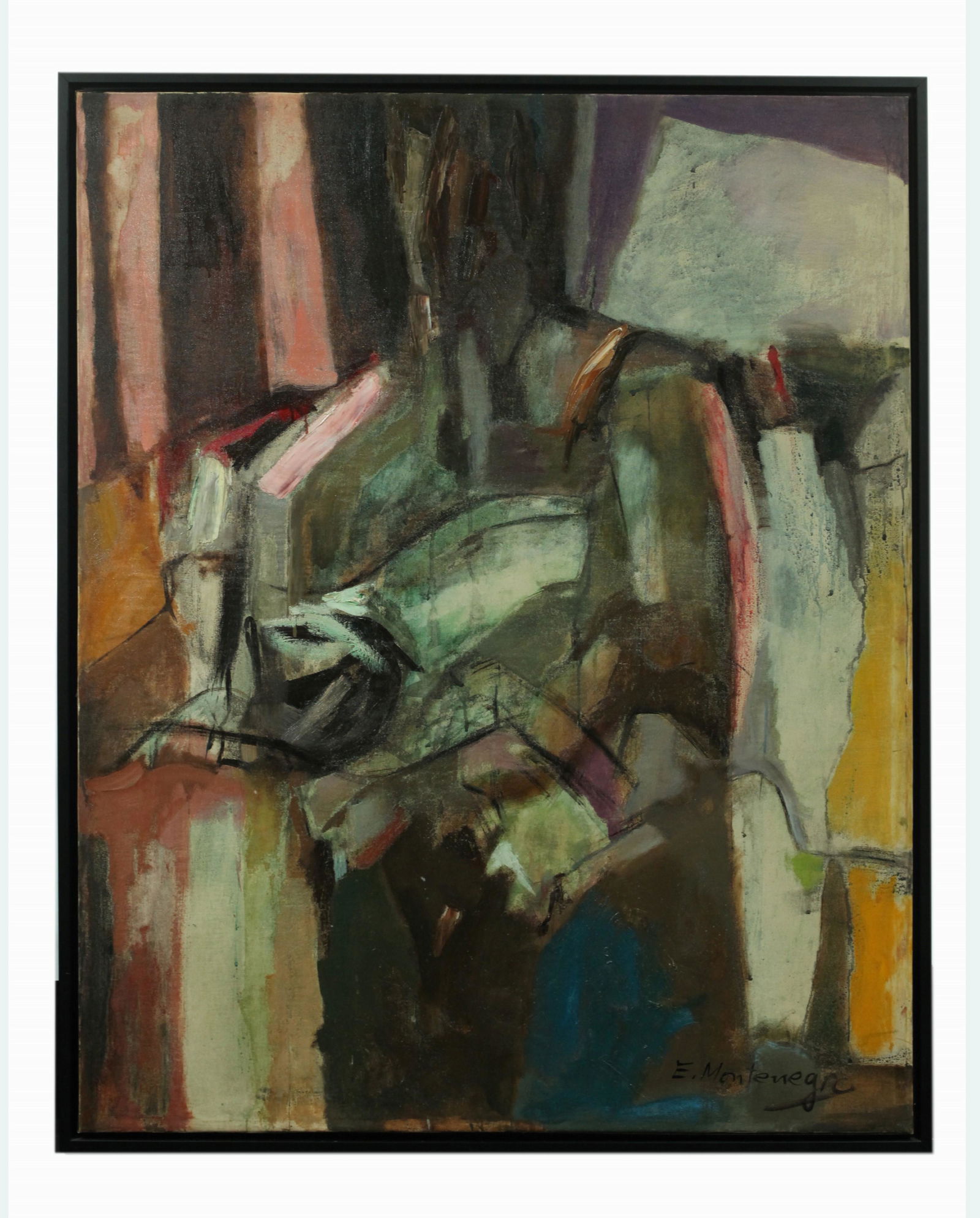 Enrique E Montenegro; "Sitting Man Abstract" Oil (1 of 6)