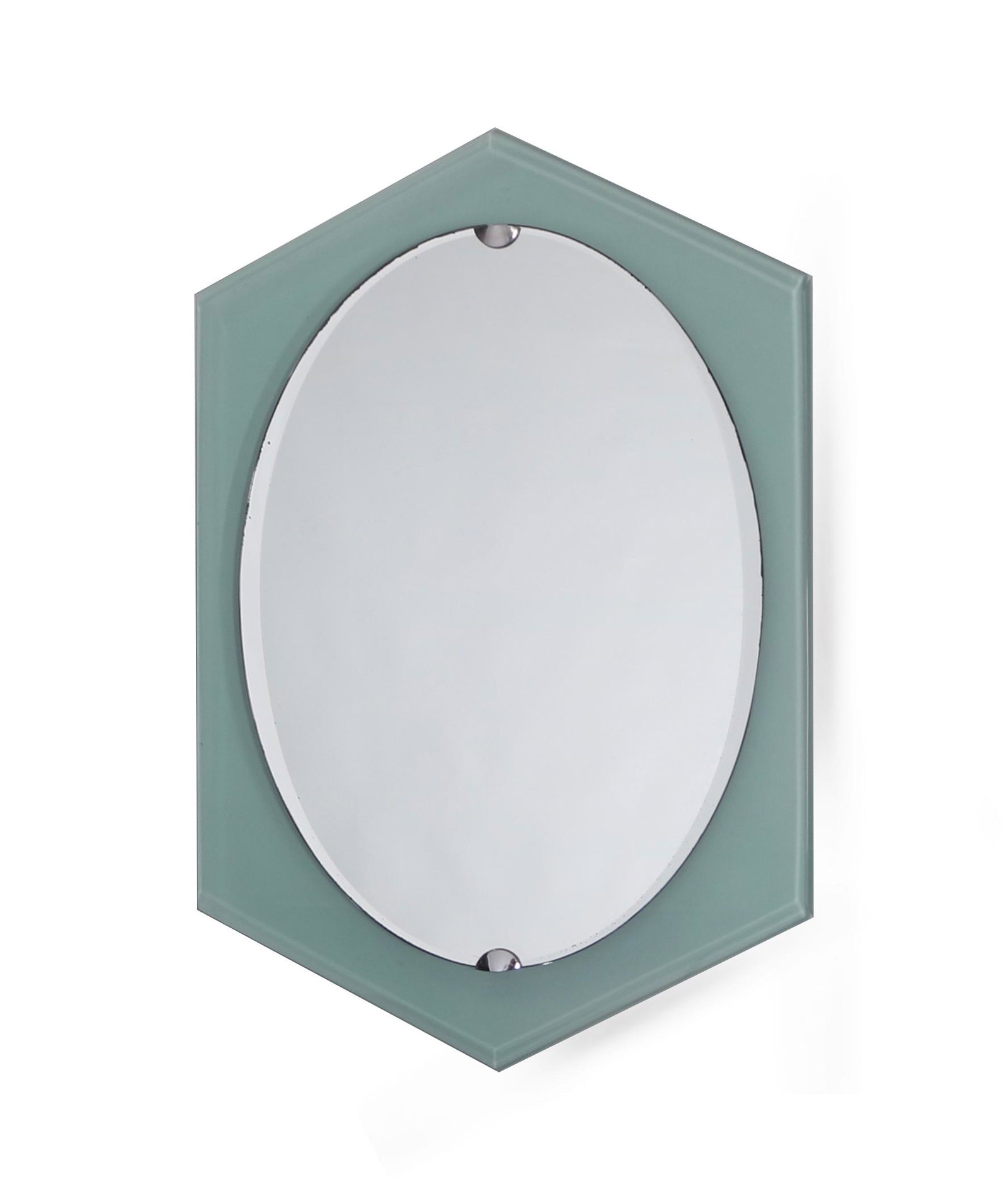 Fontana Arte 40's Italian Glass Framed Oval Mirror (1 of 9)