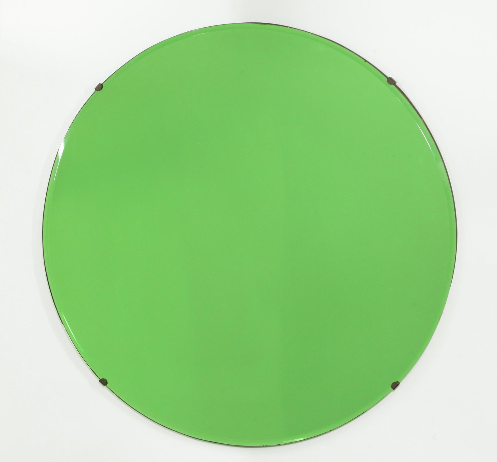 Round Beveled Green Glass Mirror (1 of 4)