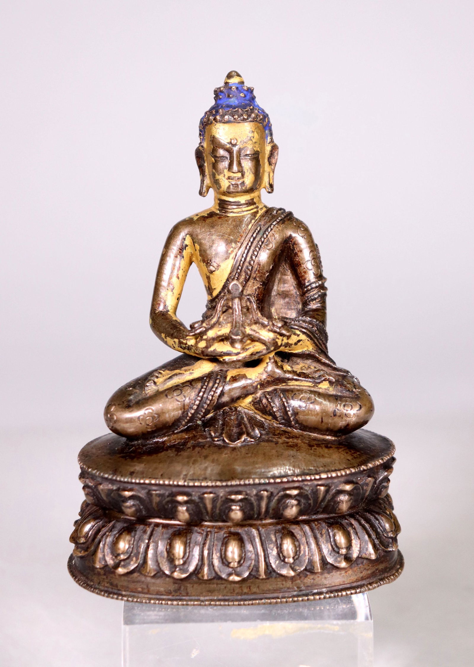 Tibetan 18 C Bronze Buddha on Sealed Lotus Throne (1 of 6)