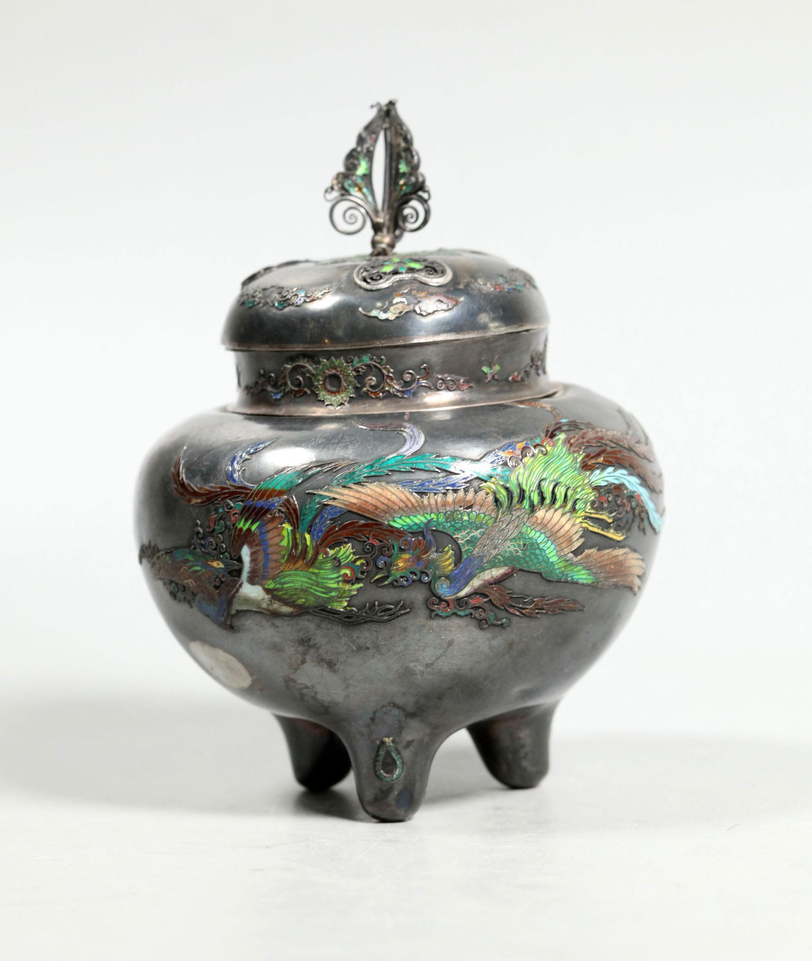 Japanese 19 C Silver & Cloisonne Incense Burner (1 of 7)