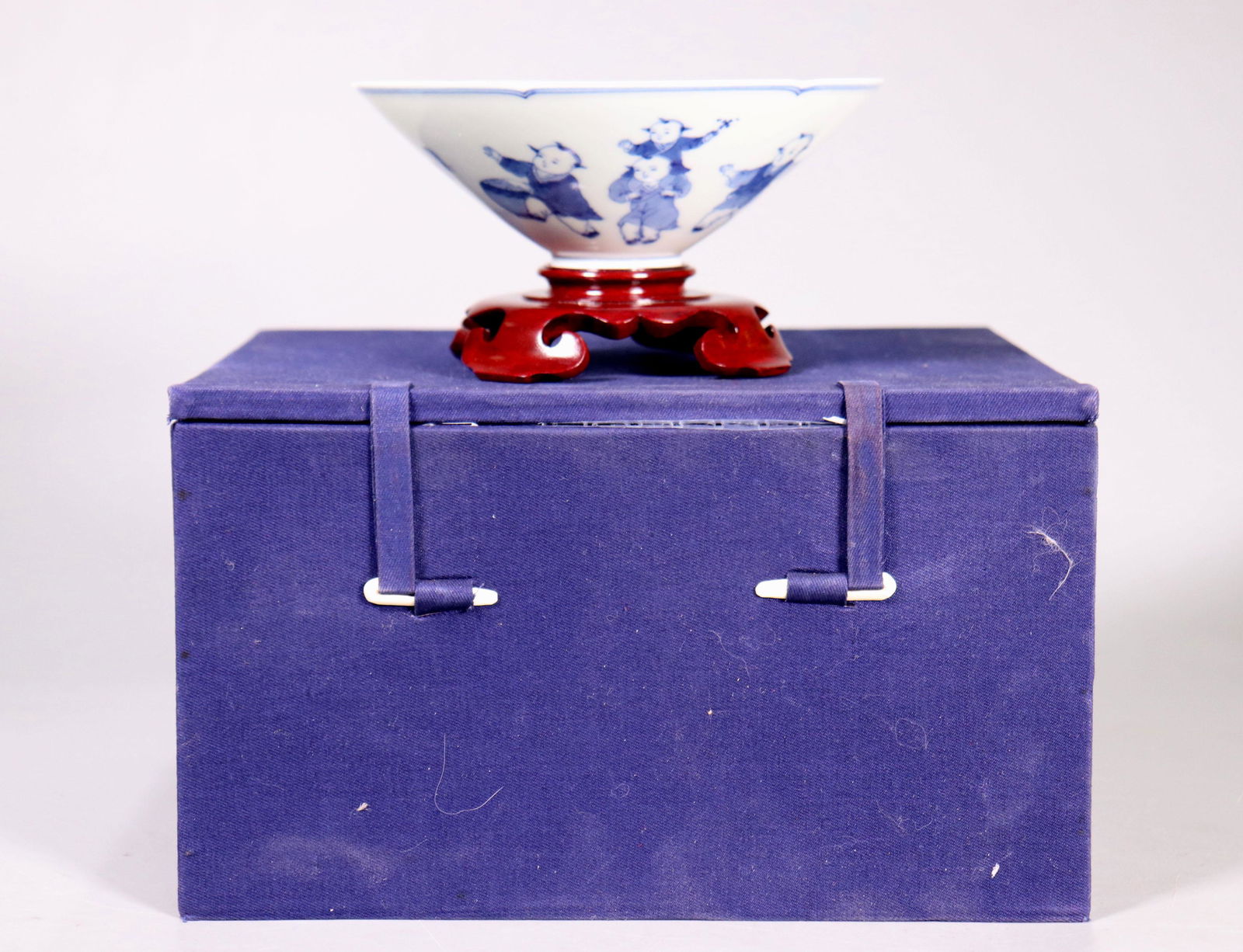 Chinese Blue & White Porcelain "9 Boys" Bowl (1 of 6)