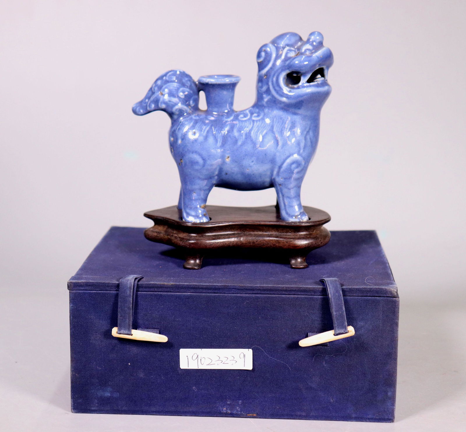 Chinese 19 C Monochrome Blue Fu Dog Incense Holder (1 of 6)