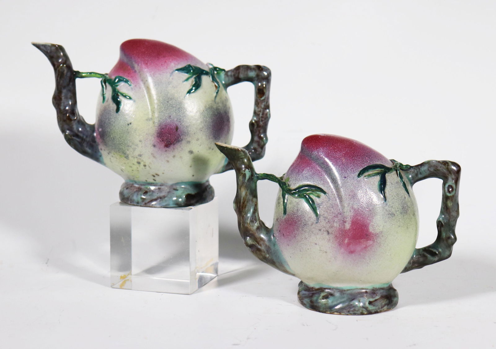 Pr Chinese "Peach-Puzzle" Porcelain Teapots (1 of 6)