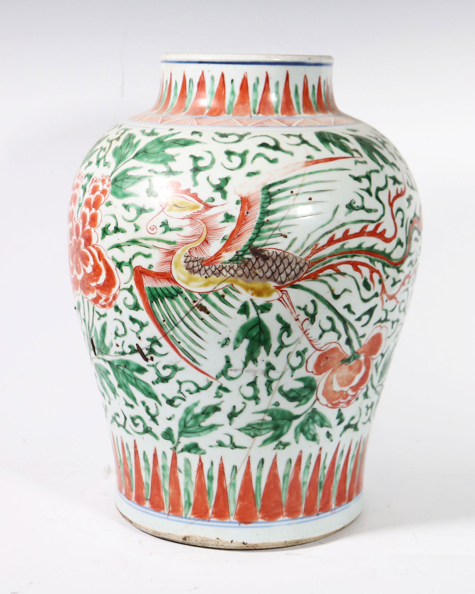 Chinese Early Kangxi Wucai Phoenix Porcelain Jar (1 of 6)