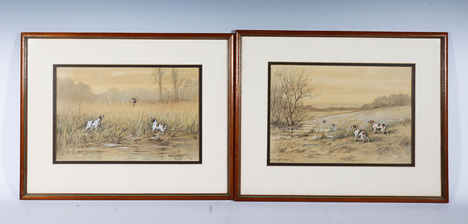 Fernand Maissen; 2 Hunting Dog Colored Drawings (1 of 5)