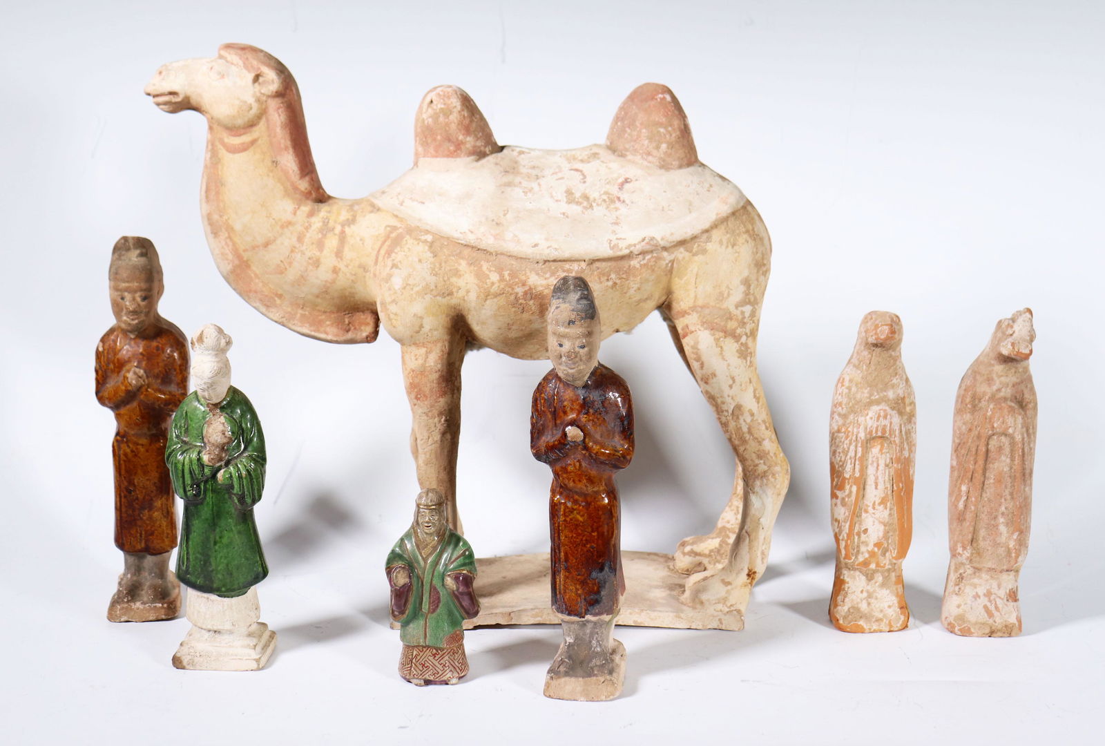 6 Chinese Tang Dynasty Figures Camel & 3 Glazed (1 of 11)