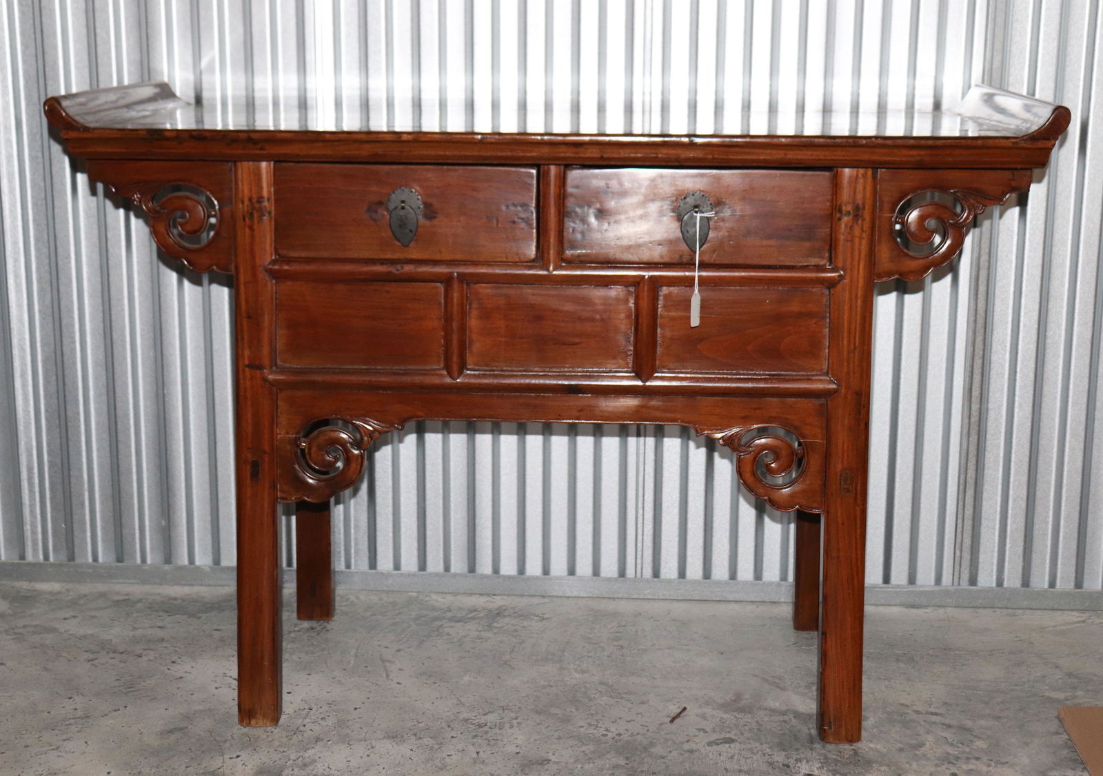 Chinese Yellow Hard Wood Altar Table, 2 Drawers (1 of 8)