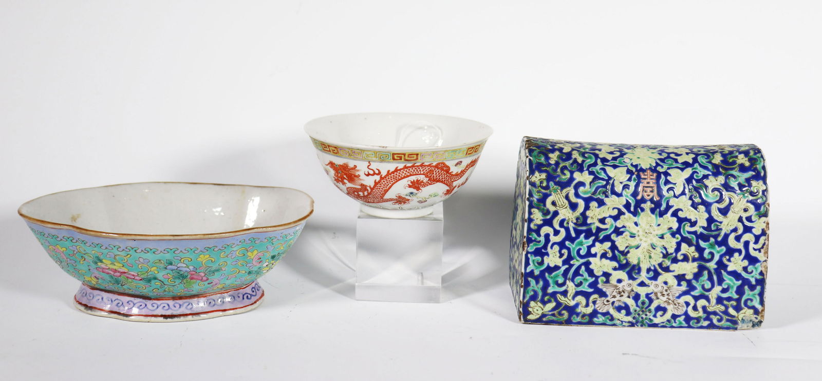3 Chinese Qing Dynasty Enameled Porcelains (1 of 9)