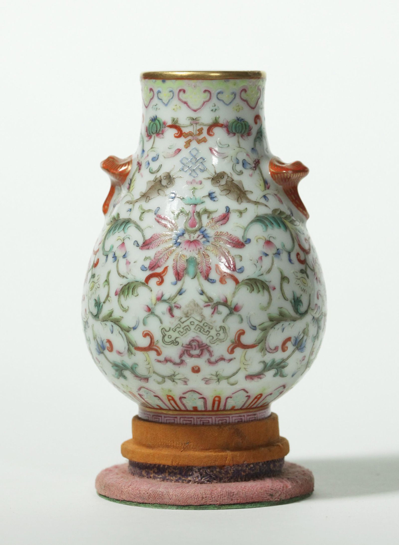 Chinese Famille Rose Floral Porcelain "Hu" Vase (1 of 6)