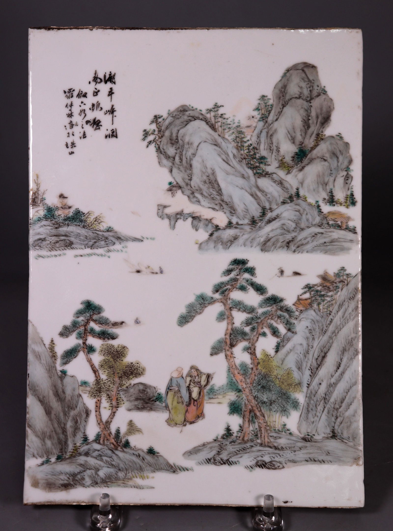 Chinese Famille Verte Porcelain Landscape Plaque (1 of 6)