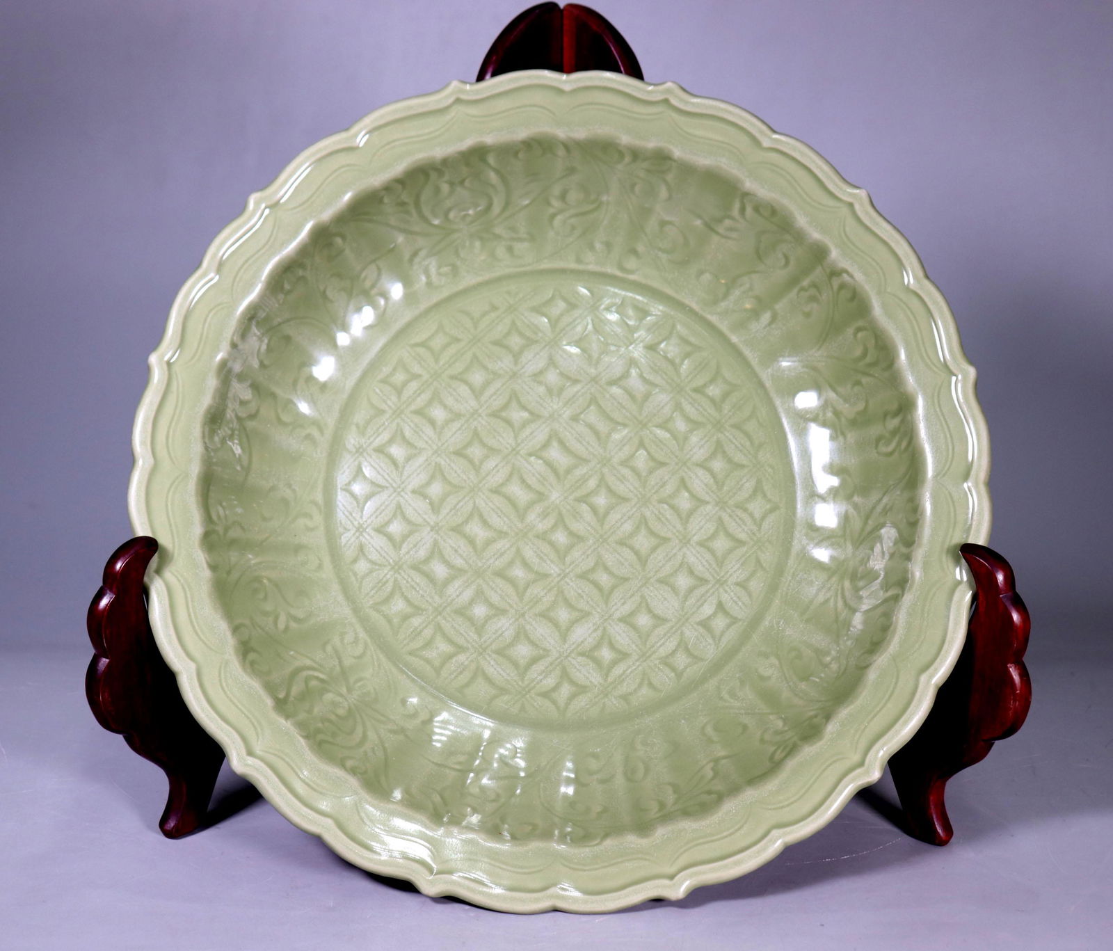 Chinese Ming Longquan Celadon Barbed Large Dish (1 of 9)