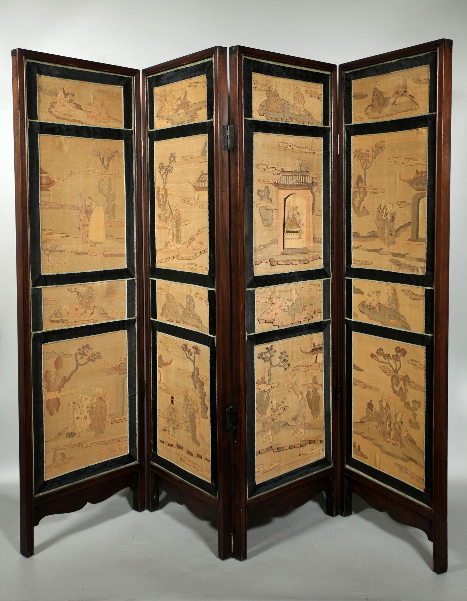 Chinese 18/19 Century 4 Panel Kesi Silk Screen (1 of 10)