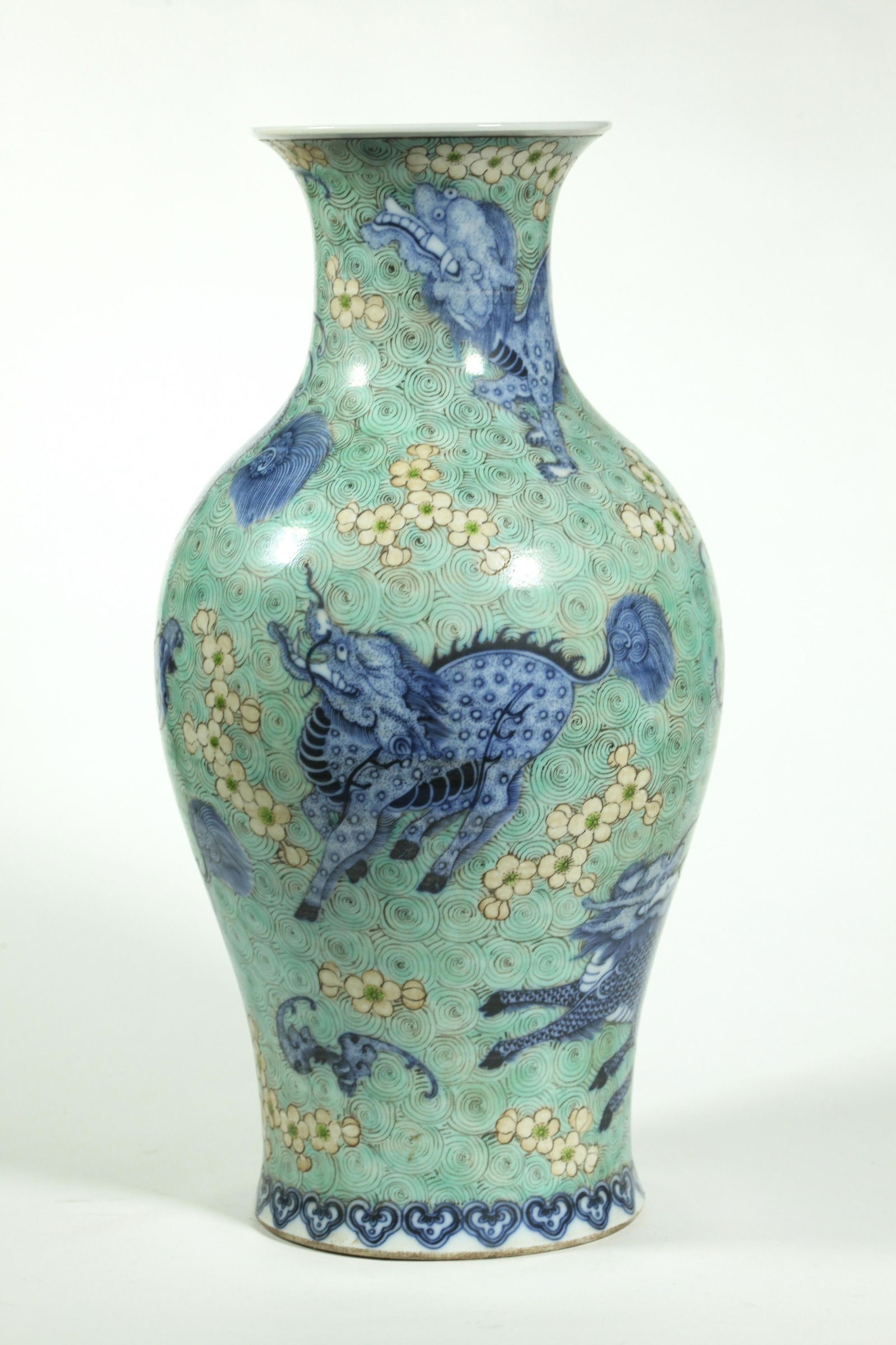 Chinese Blue & Green Porcelain Animal Vase (1 of 5)