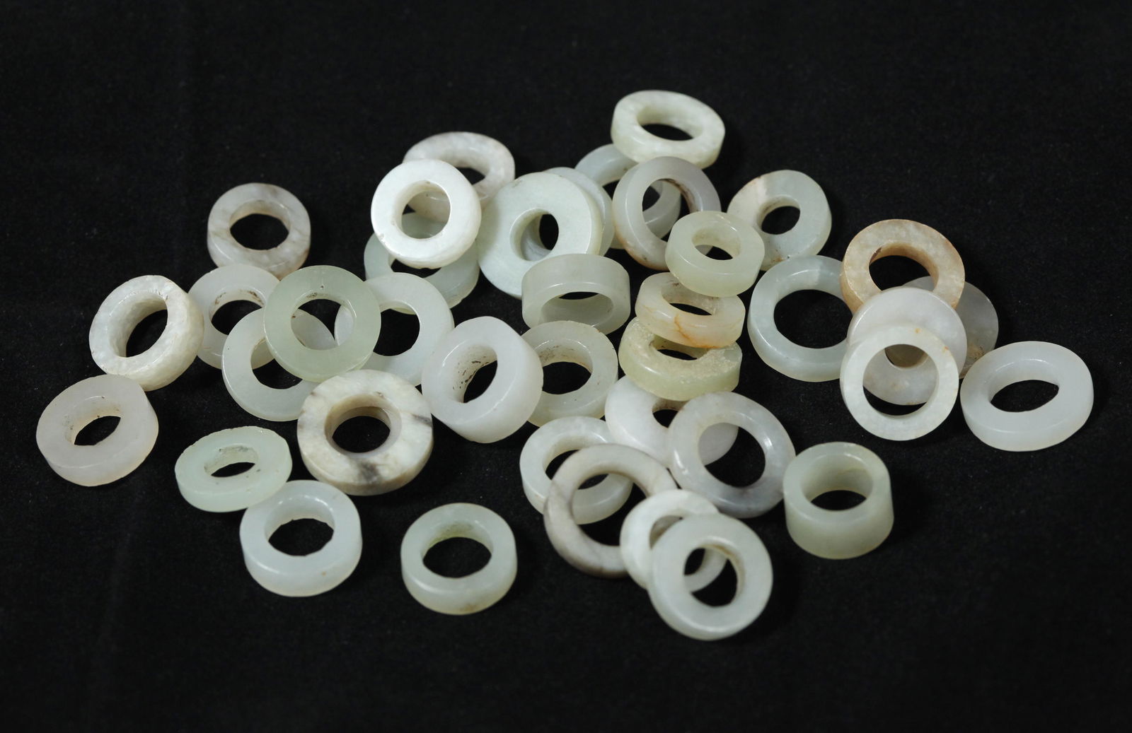 40 Chinese Ming - Qing Jade "Ring" Beads (1 of 3)