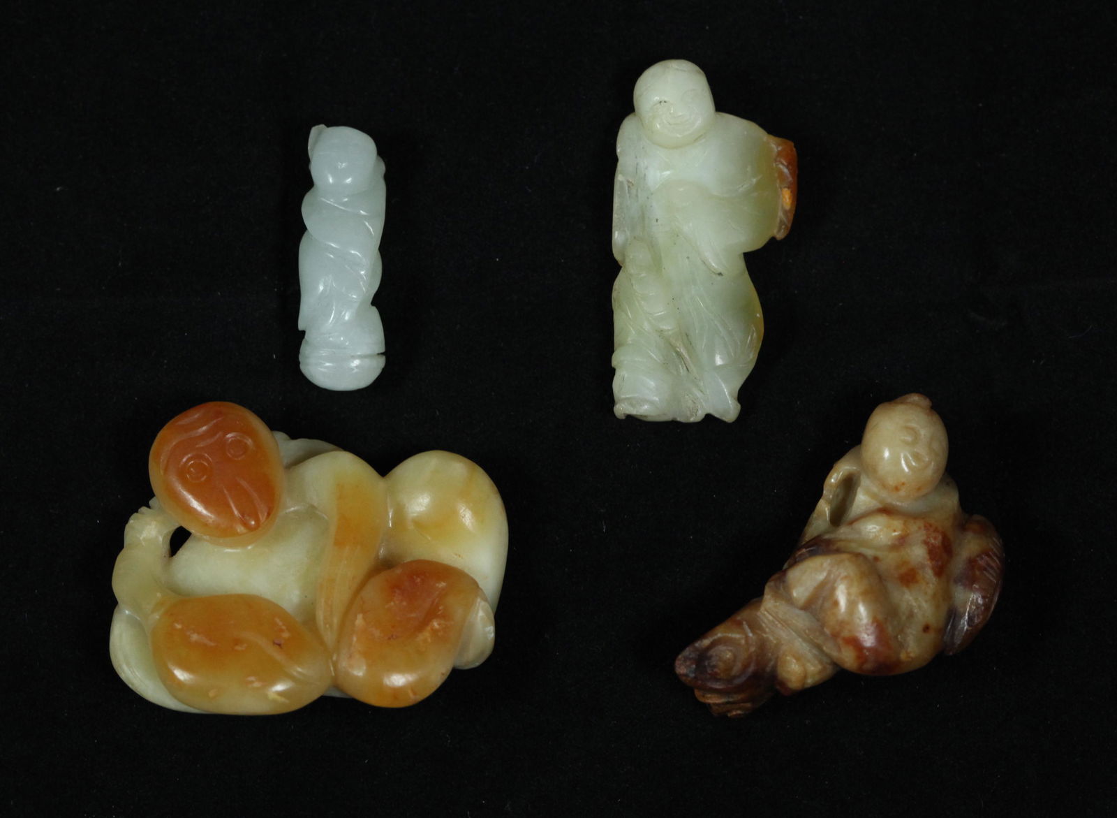 4 Chinese Qing Jade Toggles Liuhai Monkey Boy & Fi (1 of 5)