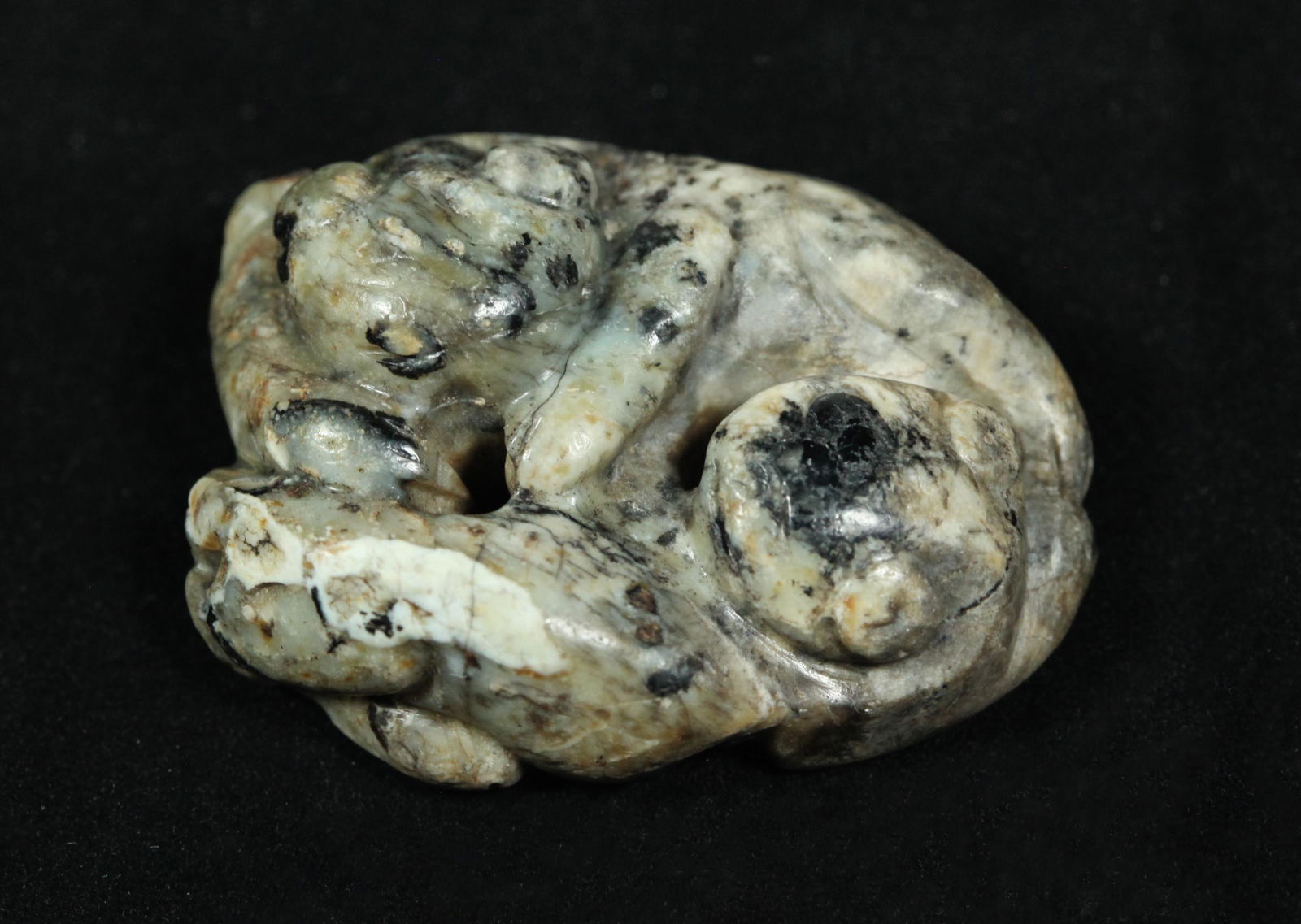 Chinese Black Green White Jade Double Cat (1 of 4)