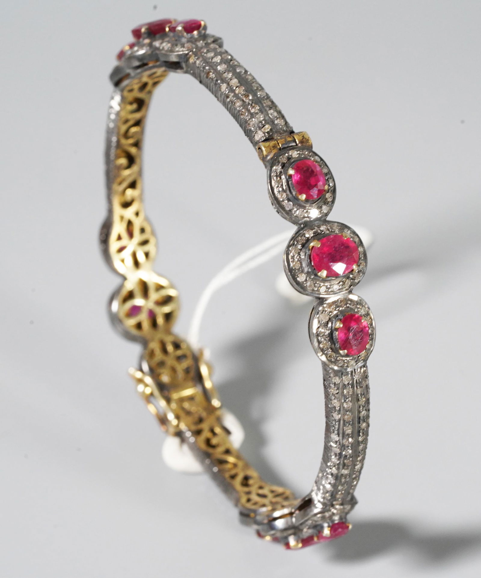 Designer Diamond, Ruby & Gold Bangle (1 of 4)