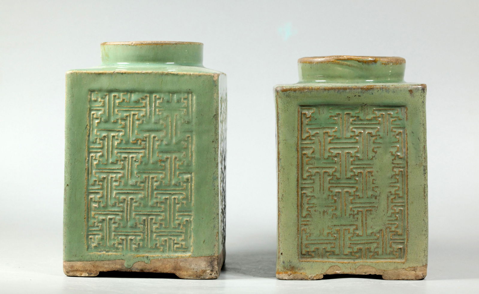 Pr Chinese 19 Century Enameled Yixing Storage Jars (1 of 6)