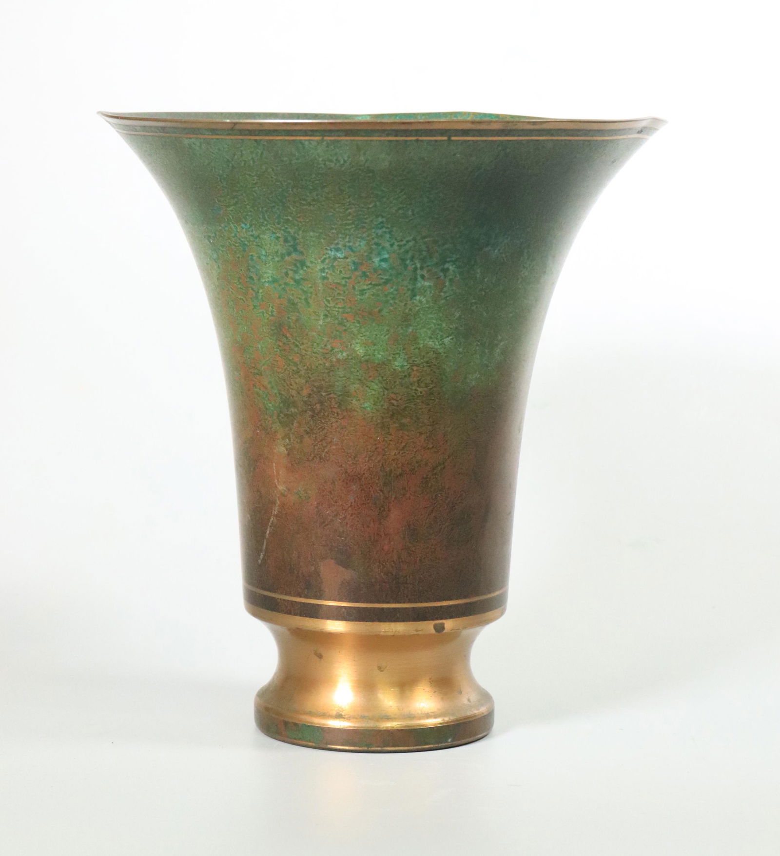 Carl Sorensen 1920's Bronze Trumpet Vase Marked (1 of 5)